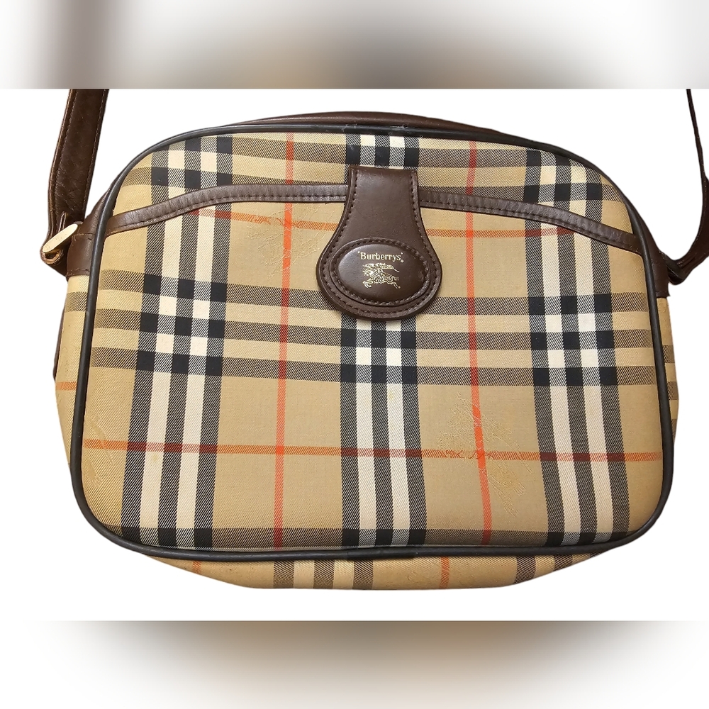 Burberry Haymarket Check Canvas Shoulder Bag w/ COA